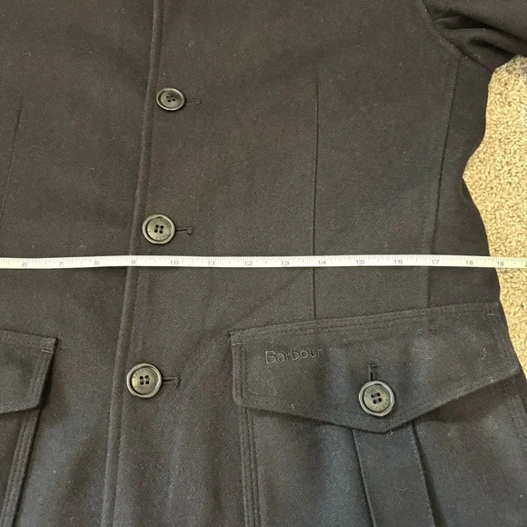 Barbour Barkston Deep Navy Wool Blend Men’s Jacket Small to Medium Heritage - Picture 12 of 16